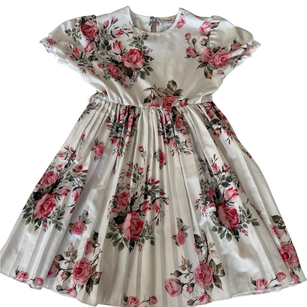 Girls White & Pink Floral Dress –‎ Size 7/8 (140)
